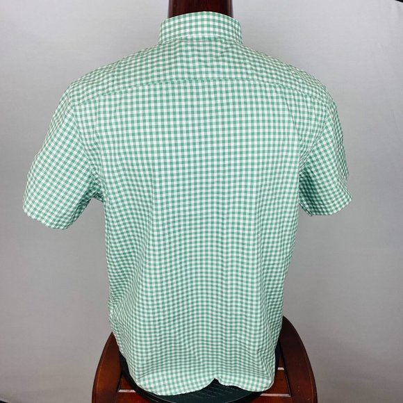 Untuckit Green White Gingham Check Print Men's XL Short Sleeve Pocket Shirt - Picture 4 of 5